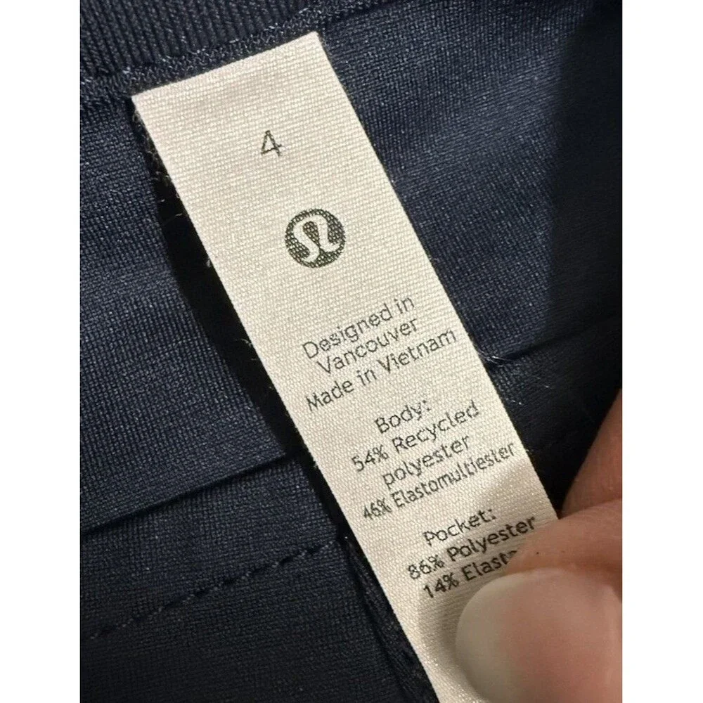 Lululemon Pants Womens Sz 4 Navy Blue Skinny Stretch Nylon Zip Fly Technical